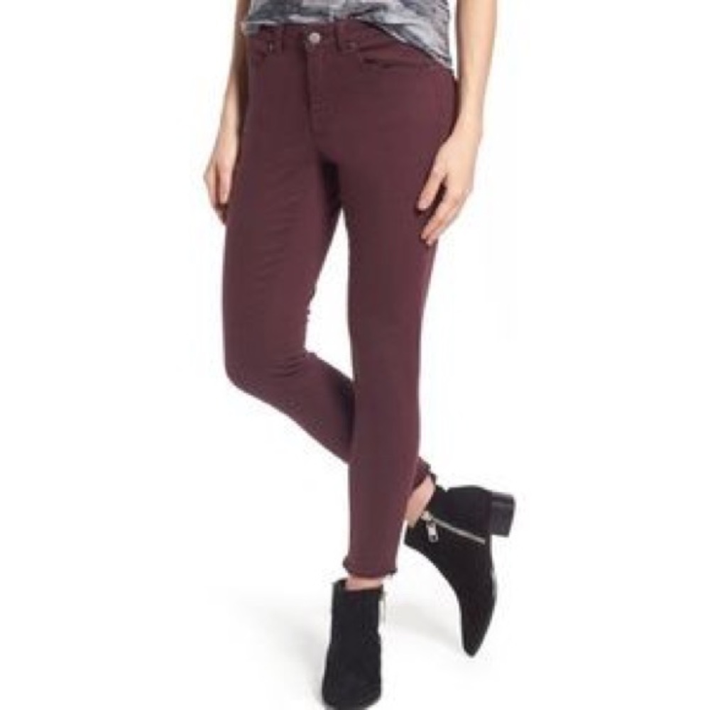 Caslon frayed hem Burgundy skinny denim jeans